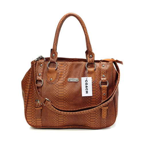 Coach Embossed Logo Medium Brown Totes DGC - Click Image to Close